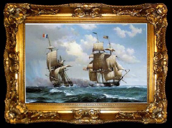 framed  unknow artist Seascape, boats, ships and warships. 104, ta009-2